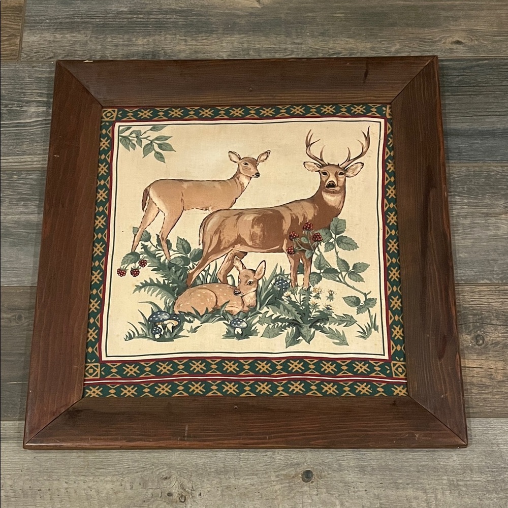 ▫️Framed 3D Woodland Deer Tapestry Art